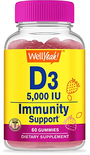 Gomitas WellYeah vitamina d3 5000 ui sabor fresa 60 unidades