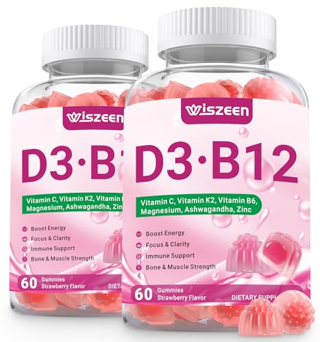 Gomitas Wiszeen vitamina D3 B12 para adultos 60 unidades