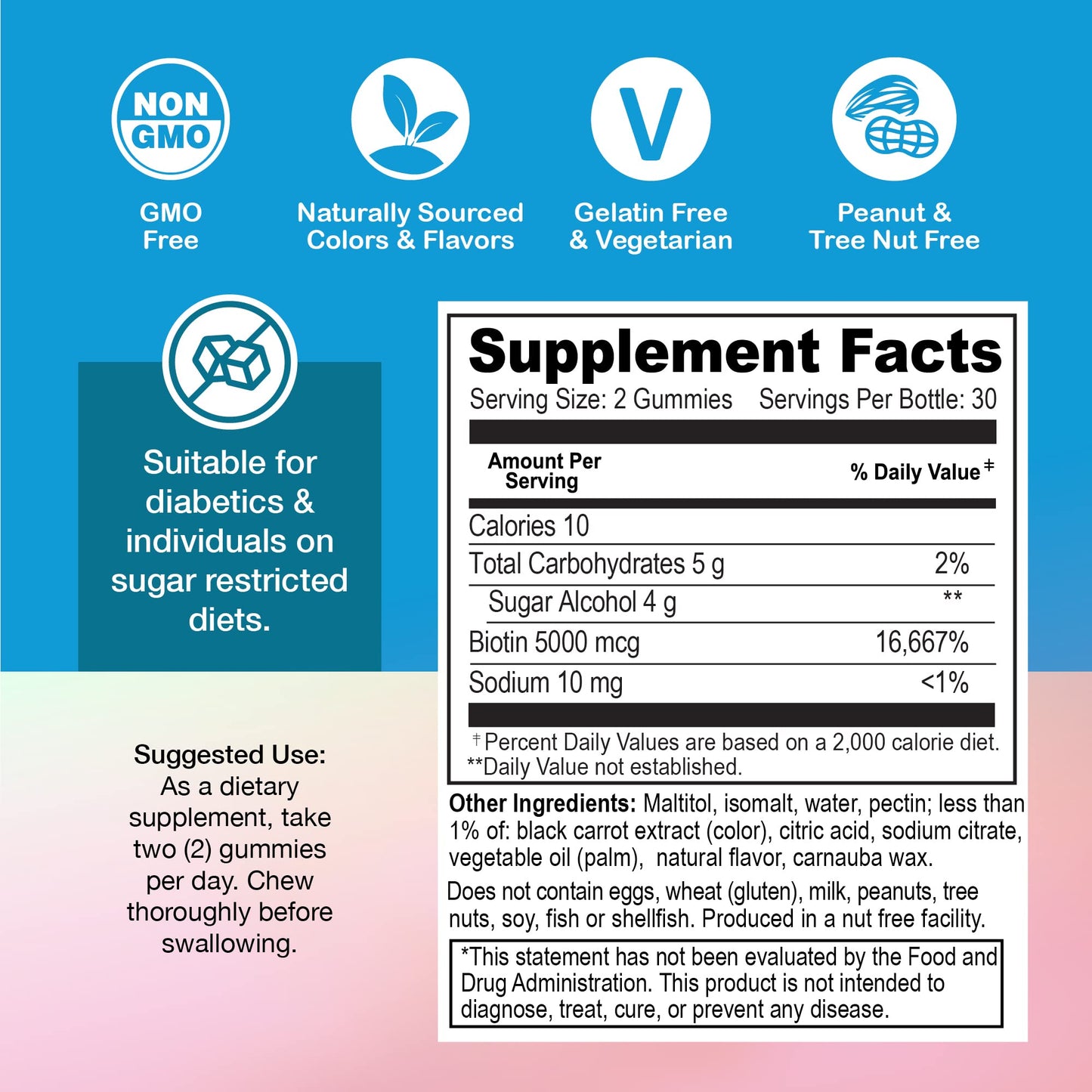 Gomitas Yum-Vs vitamina B7 para crecimiento y cuidado