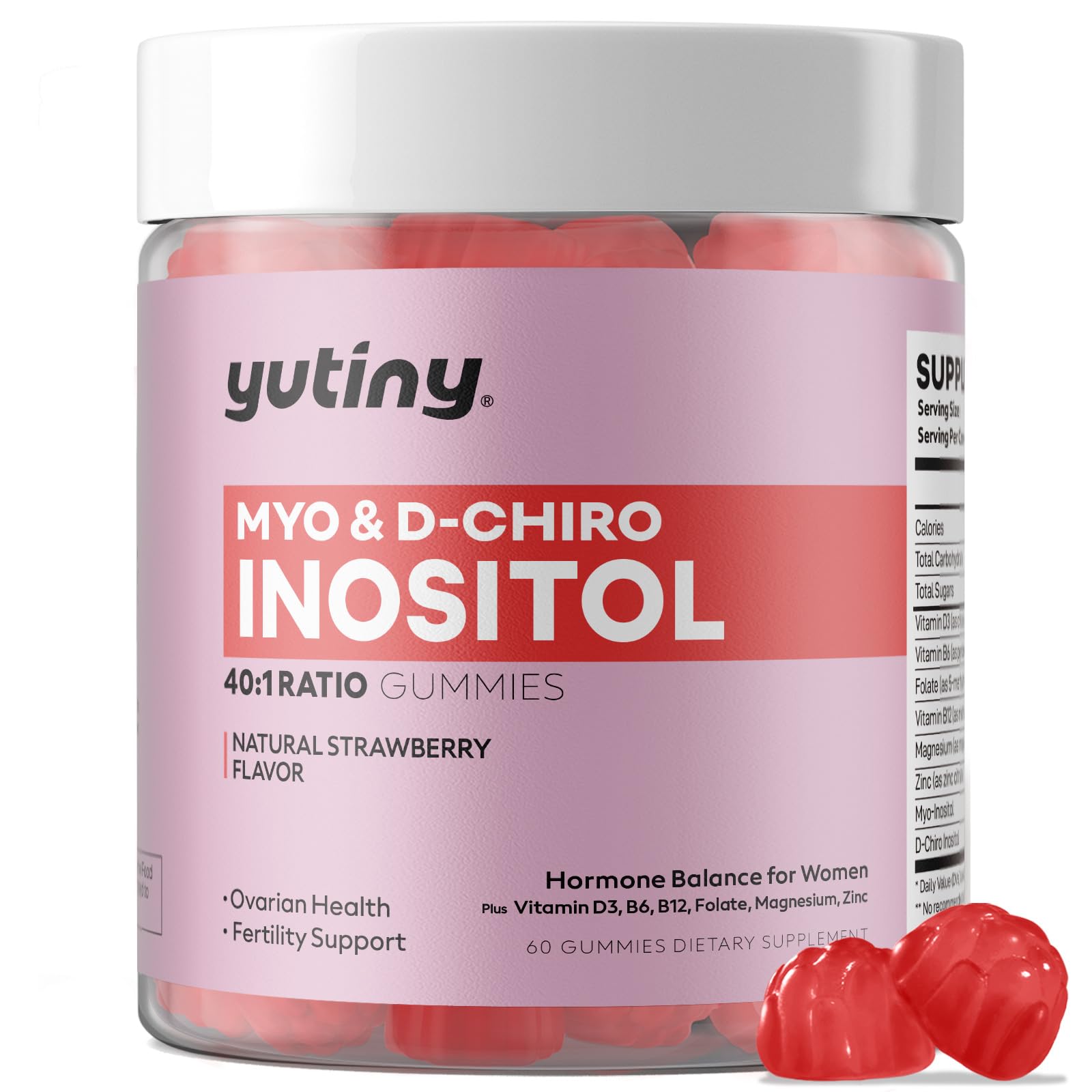 Gomitas Yutiny myo inositol y d-chiro inositol sabor fresa 60 unidades