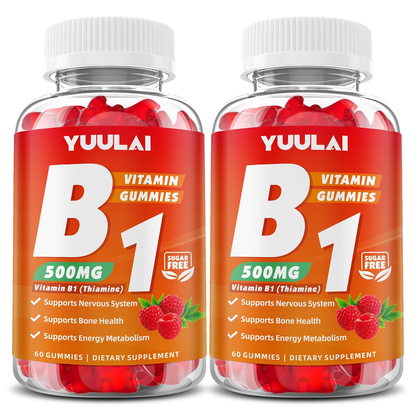 Gomitas YUULAI Vitamina B1 500mg frambuesa paquete doble