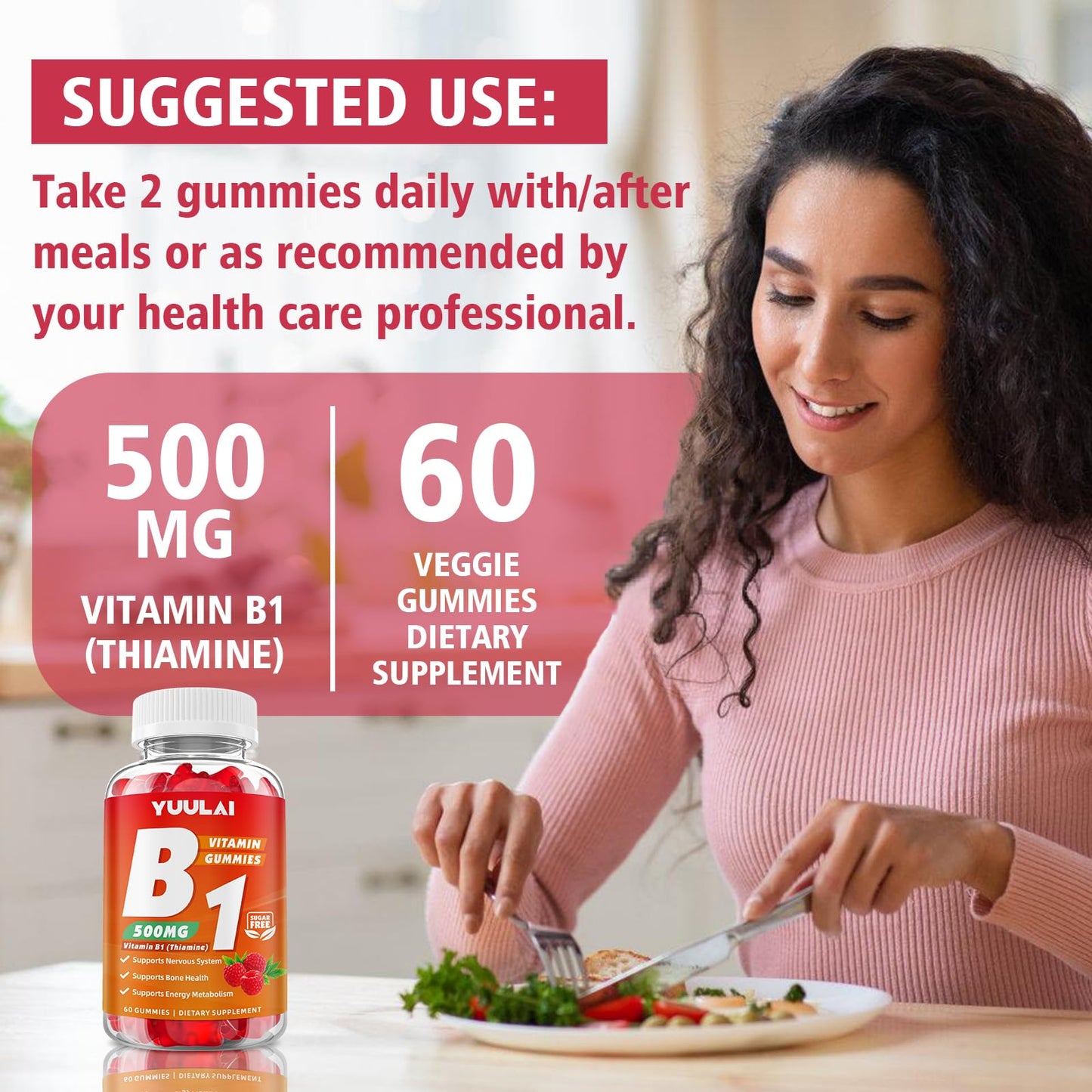 Gomitas YUULAI vitamina B1 frambuesa 120 unidades