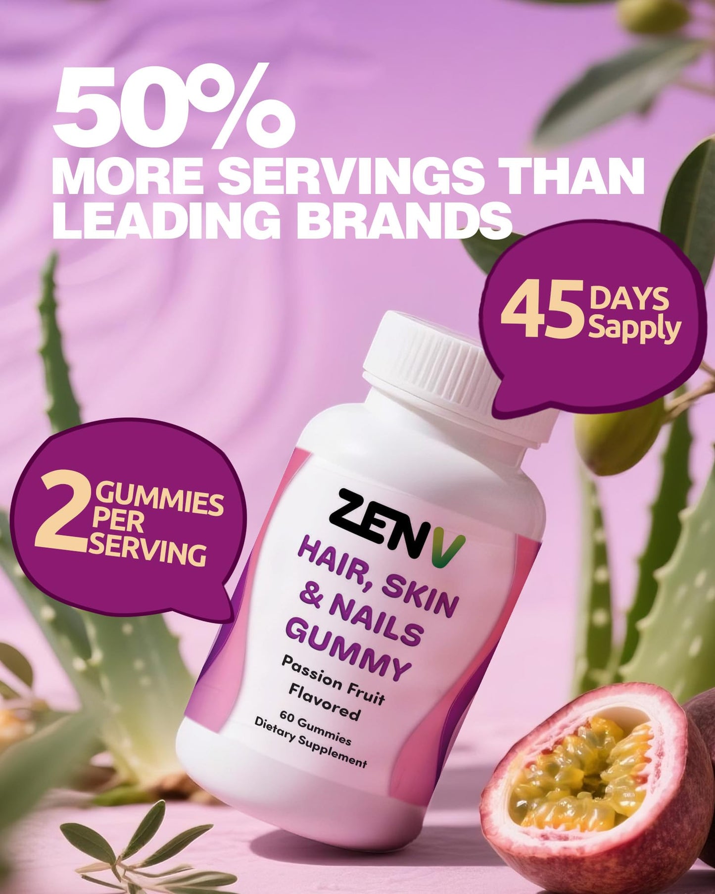 Gomitas ZENV para piel, cabello y uñas en frasco de 60