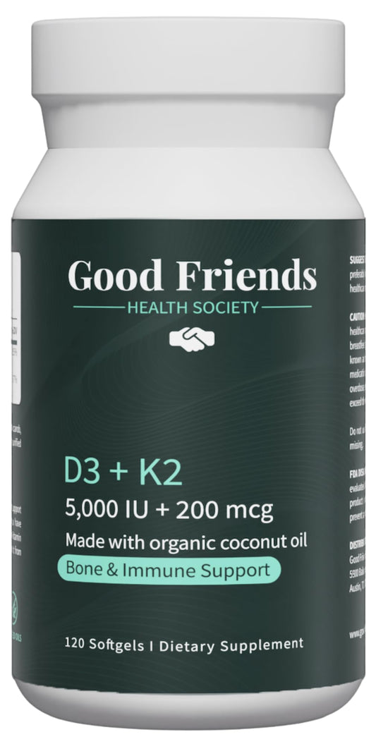 Frasco Good Friends Health Society Vitamina D3 K2 120 softgels