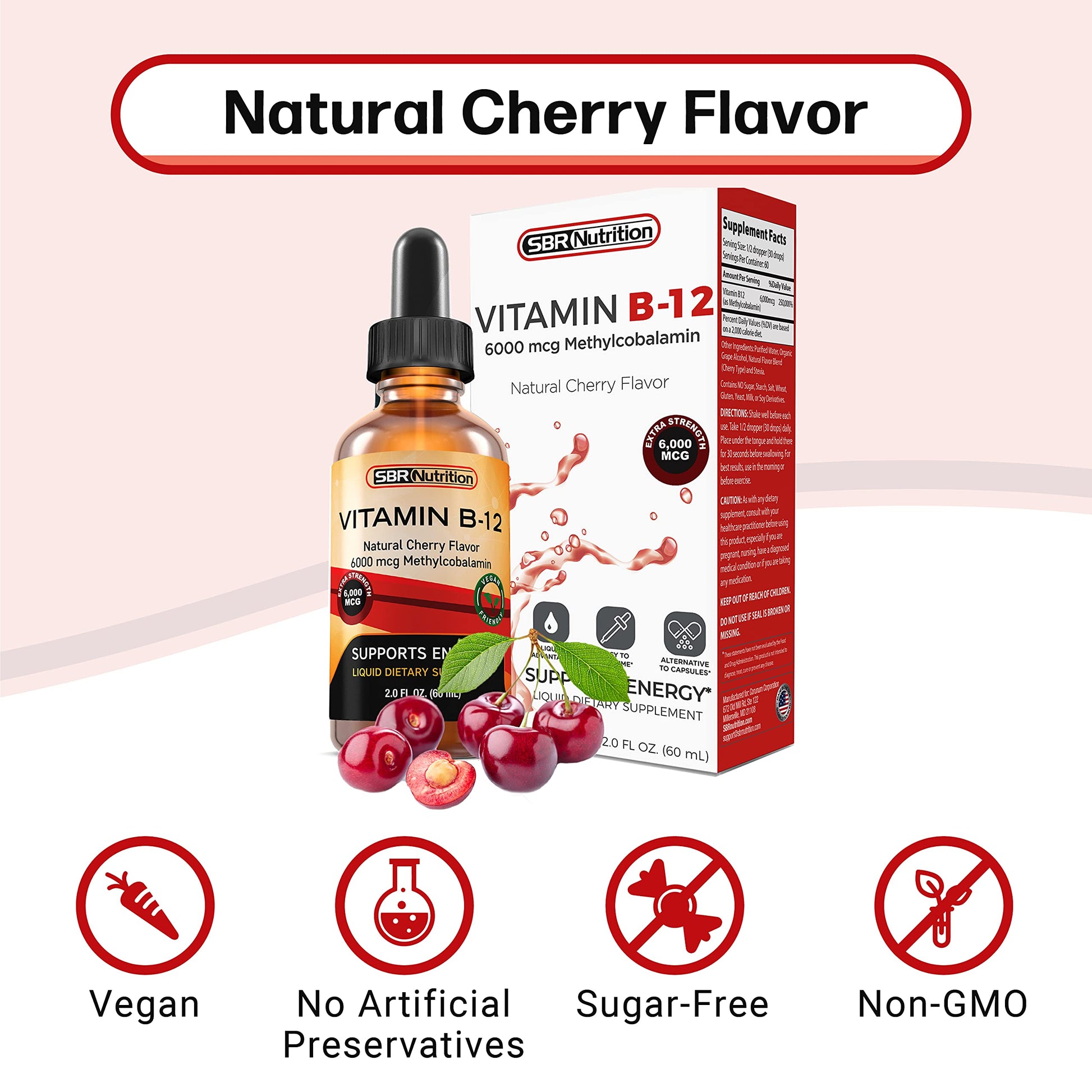 gota sublingual vitamina B12 SBR Nutrition 60 dosis