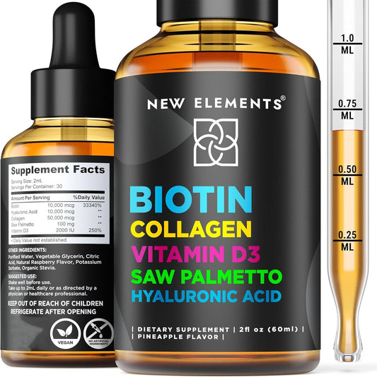 Gotas biotina líquidas con colágeno para cabello piel y uñas