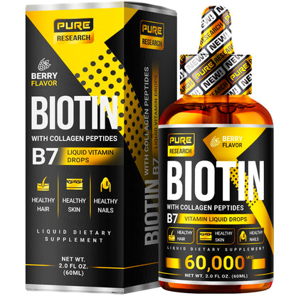 Gotas líquidas de biotina y colágeno para cabello y piel