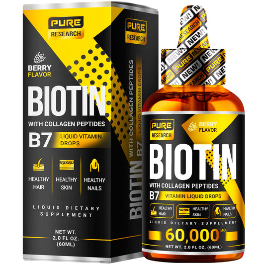 Gotas líquidas de biotina y colágeno para cabello y piel