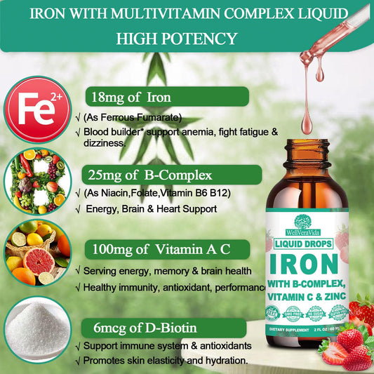 Gotas líquidas de hierro y vitamina D3 K2 con aceite de coco