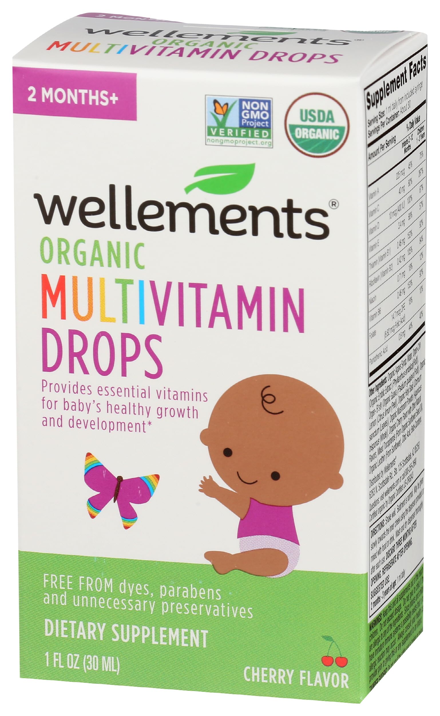 Gotas líquidas multivitamínicas para bebés sin gluten Wellements