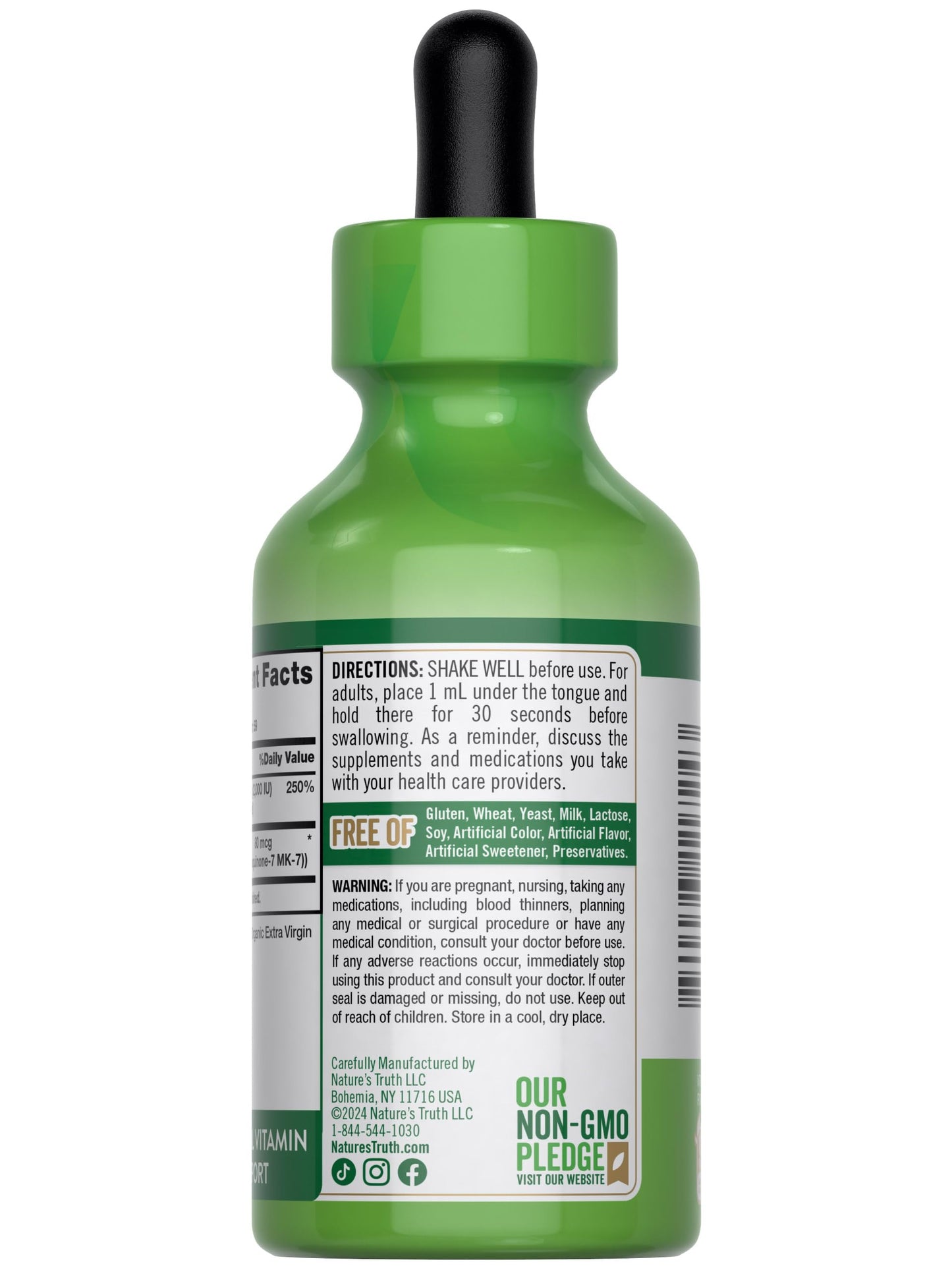 Gotas líquidas naturales vitamina D3 K2 Nature's Truth