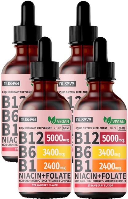 Gotas líquidas vitamina B12 y B6 NUSAVA sabor fresa