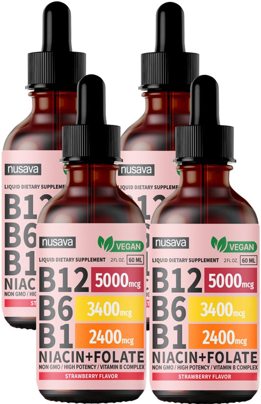 Gotas líquidas vitamina B12 y B6 NUSAVA sabor fresa