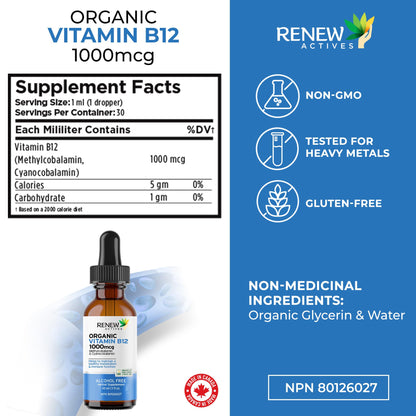 Gotas líquidas vitamina b12 1000mcg veganas Renew Actives 30ml