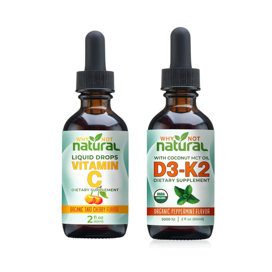 Botella de gotas líquidas orgánicas de vitamina C y D3 K2 Why Not Natural