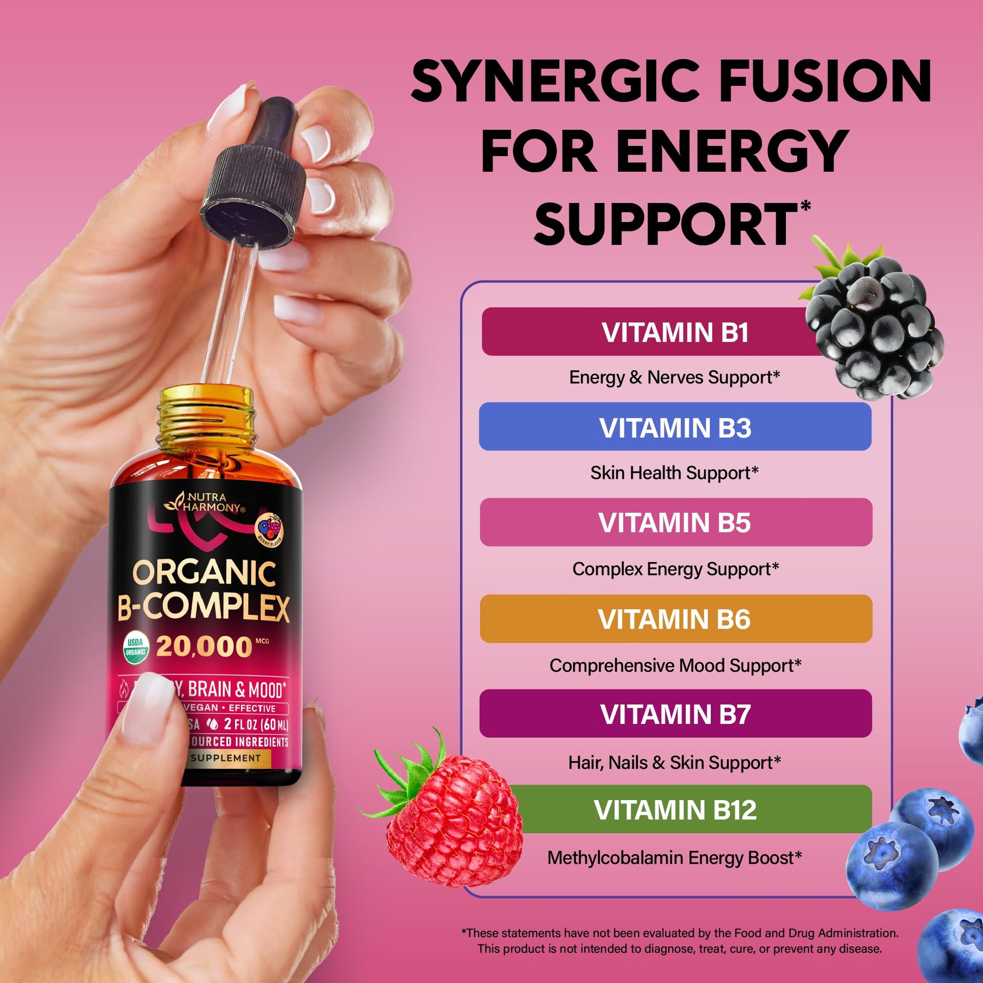 Gotas líquidas vitamina complejo B orgánico NUTRAHARMONY