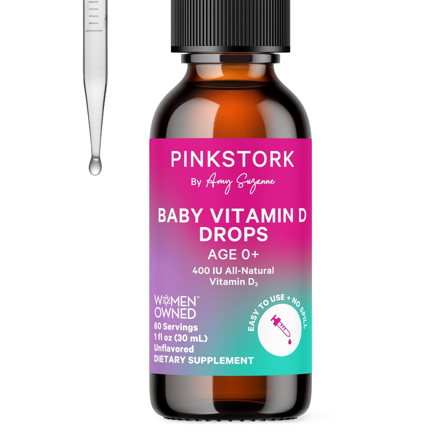 Gotas líquidas vitamina d para bebés Pink Stork 400 iu