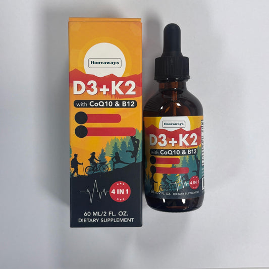 Frascos gotas líquidas Vitamina D3 K2 Honvaways 3 pack