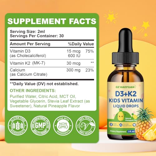 Gotas líquidas vitamina D3 K2 para niños y adultos salud