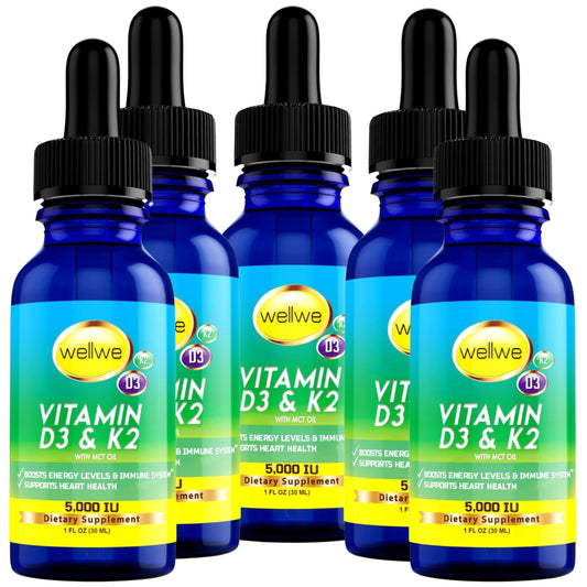 Gotas líquidas vitamina D3 K2 wellwe botella frontal 5 pack
