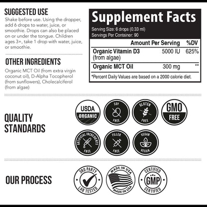 Gotas líquidas vitamina d3 Plant-D3 para administración sublingual
