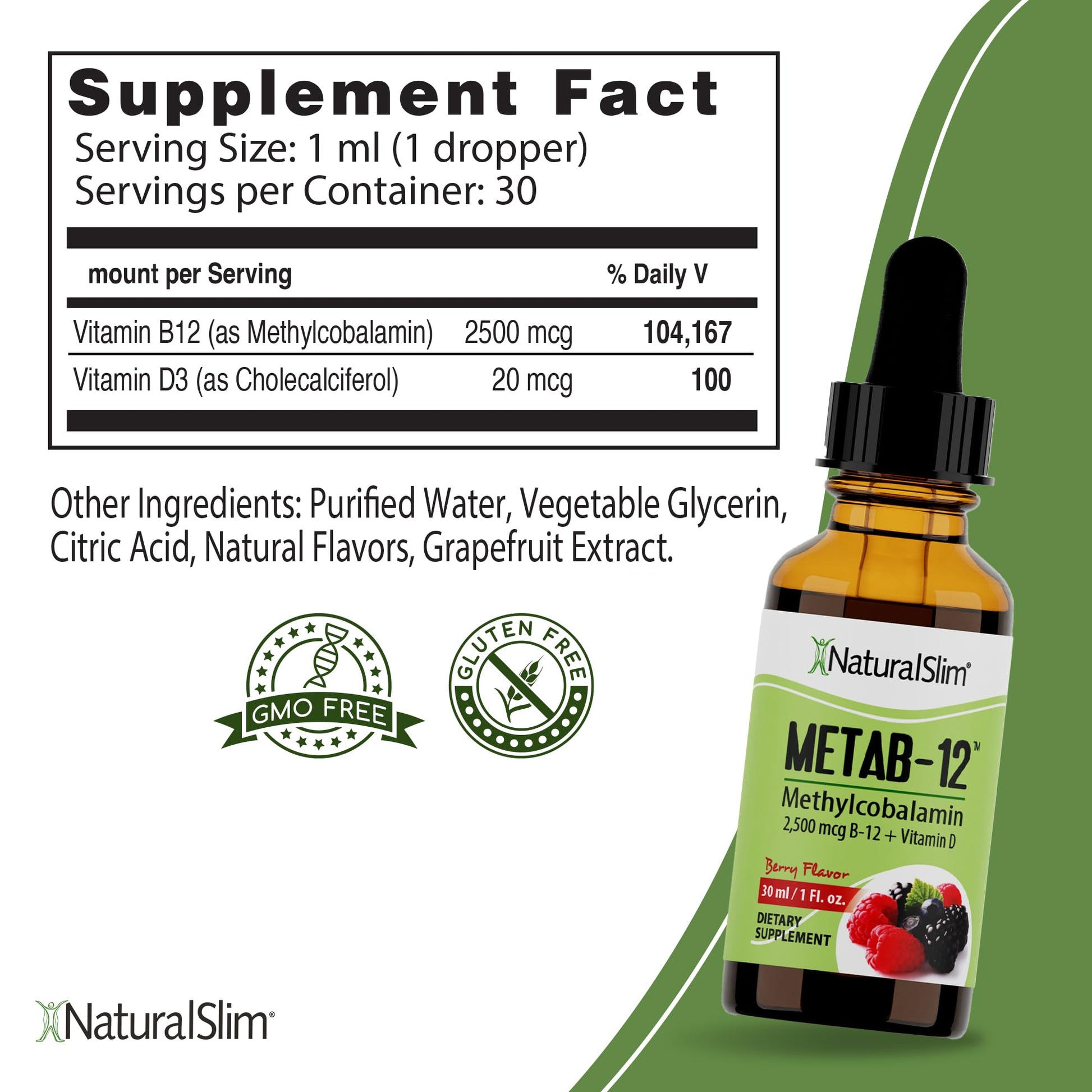 Gotas orales NaturalSlim Metab-12 vitamina B12 metabolismó