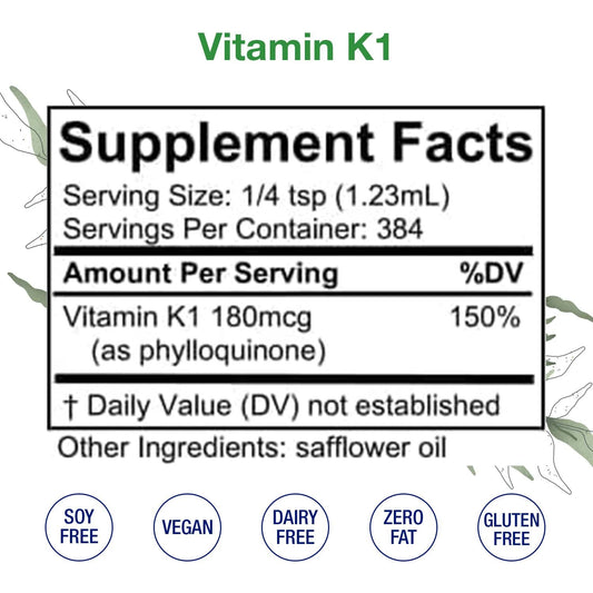 Gotas orales vitamina K1 líquida sin alcohol para uso interno y externo