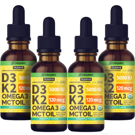 Gotas orgánicas vitamina d3 k2 líquida piña 4 pack