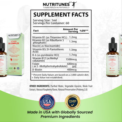 Gotas sabor fresa Vitamina B líquida Nutritunes