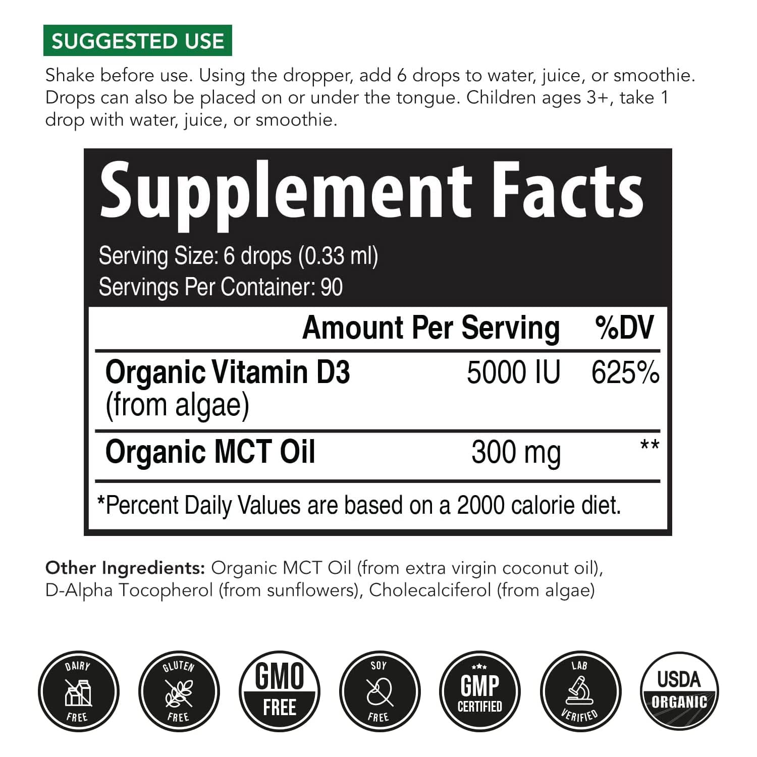 Gotas sublinguales para absorción rápida de vitamina D3 orgánica