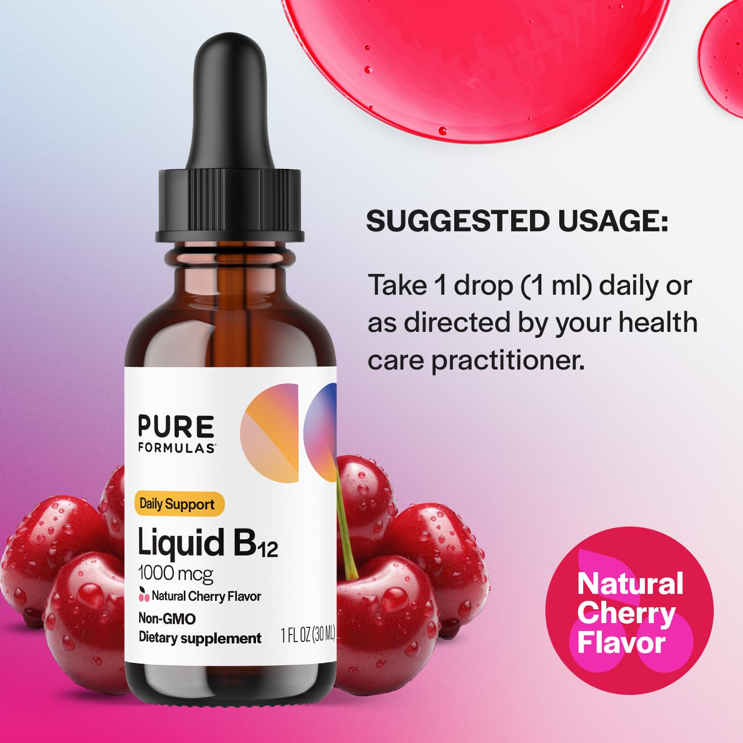 Gotas sublinguales PureFormulas vitamina B12 para energía