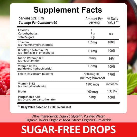 Gotas sublinguales vitamina B para metabolismo y energía