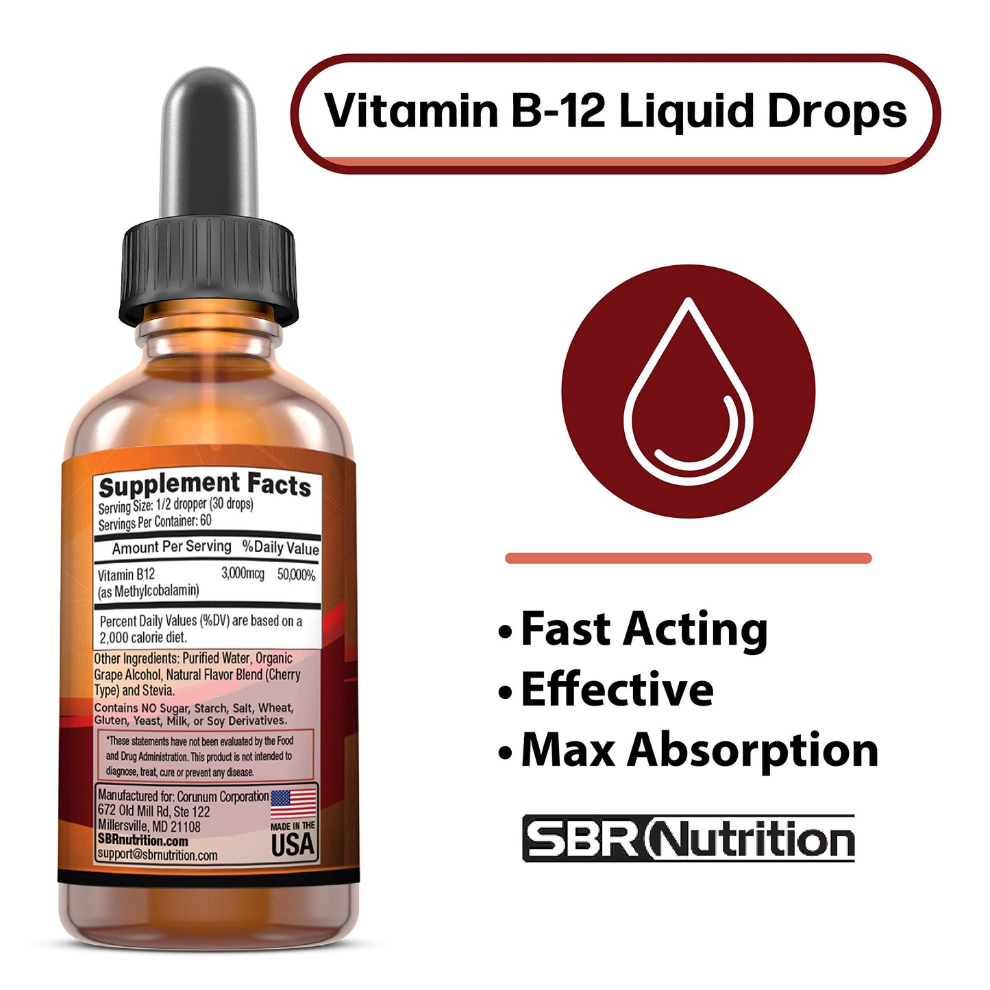 Gotas sublinguales vitamina b12 3000 mcg sbr nutrition