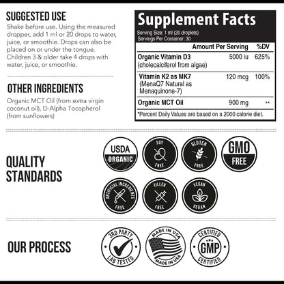Gotas sublinguales vitamina D3 + K2 Plant-D3 alta absorción