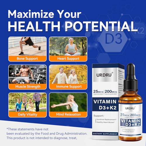 Gotas URDRU vitamina D3 K2 combinación para salud ósea