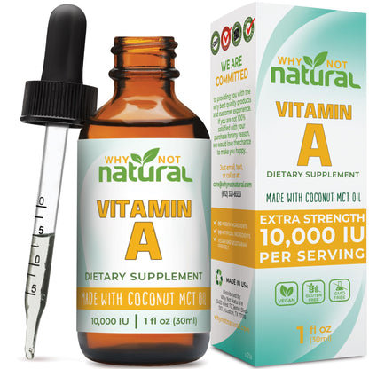 Gotas de Vitamina A 10000 IU Why Not Natural en botella de 1 onza