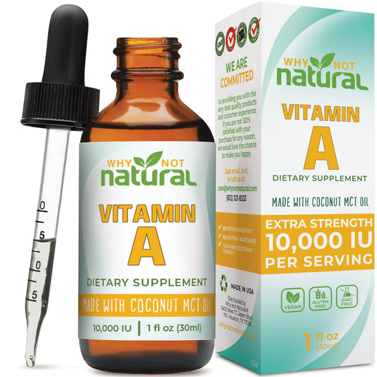 Gotas de Vitamina A 10000 IU Why Not Natural en botella de 1 onza