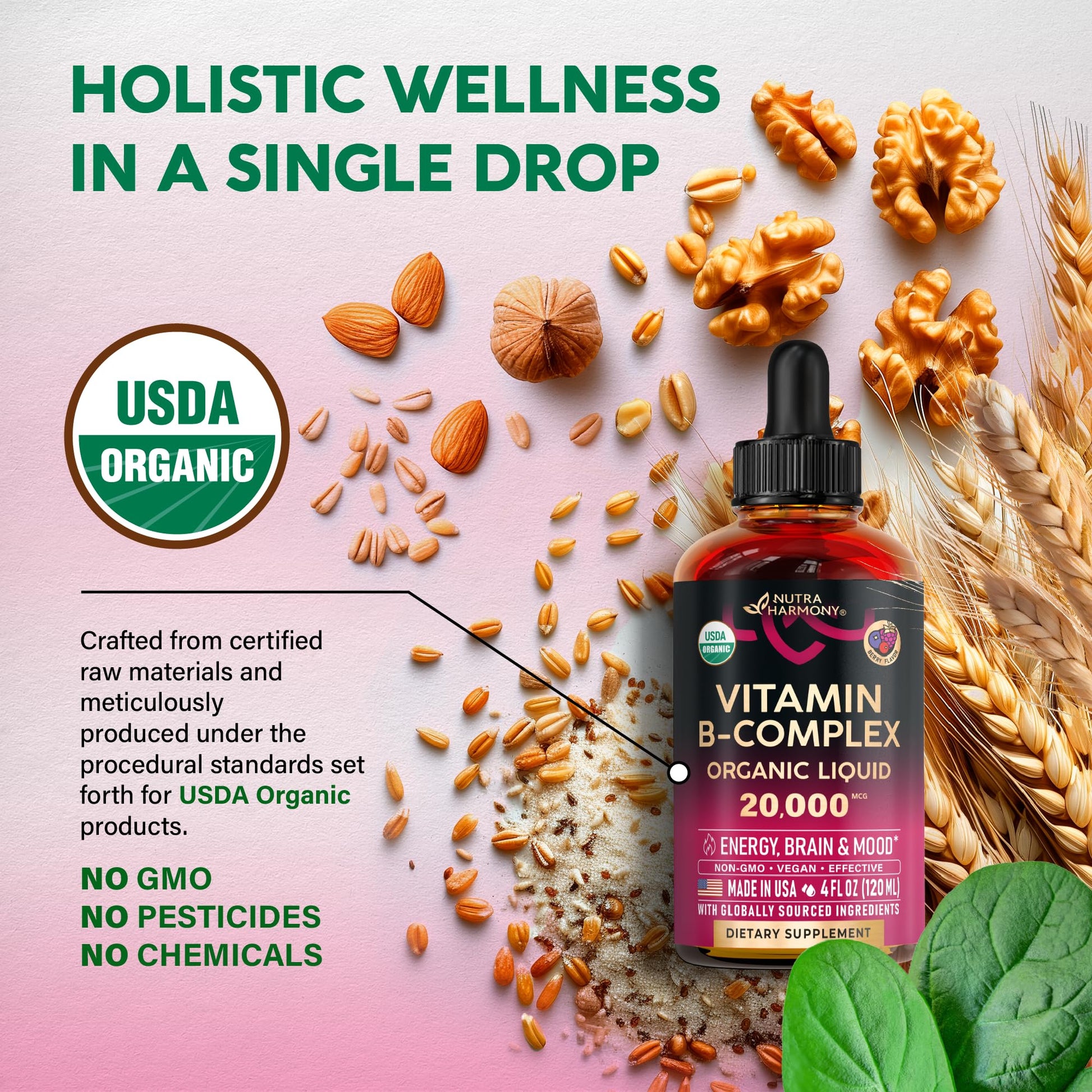 Gotas vitamina B Complejo orgánico botes y caja