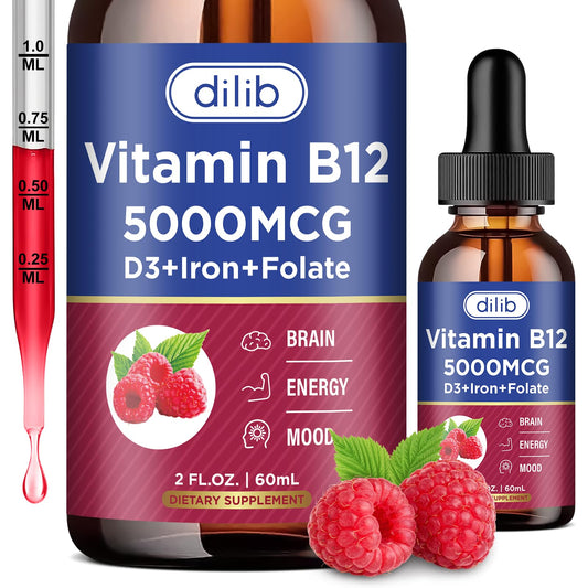 Gotas líquidas de Vitamina B12 dilib sabor frambuesa