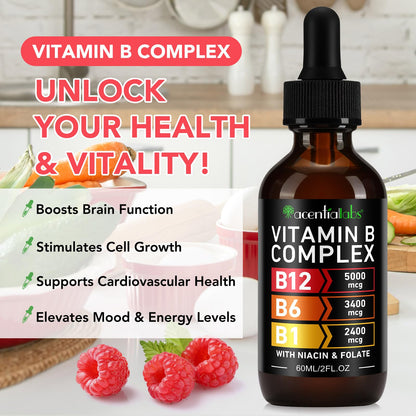 Gotas de vitamina B12 líquidas para energía.