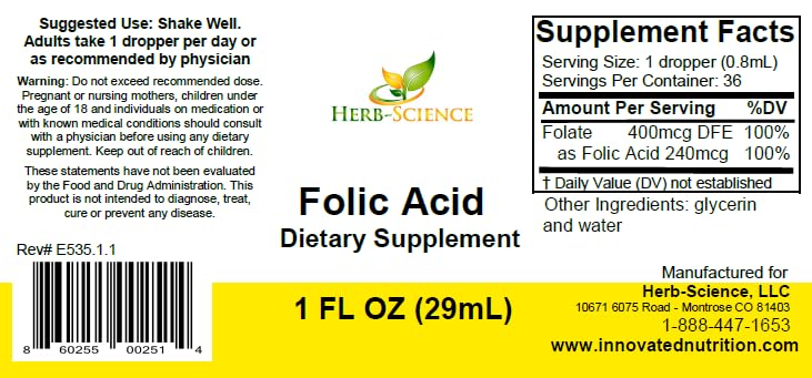Gotas vitamina B9 ácido fólico apoyo digestivo Herb-Science