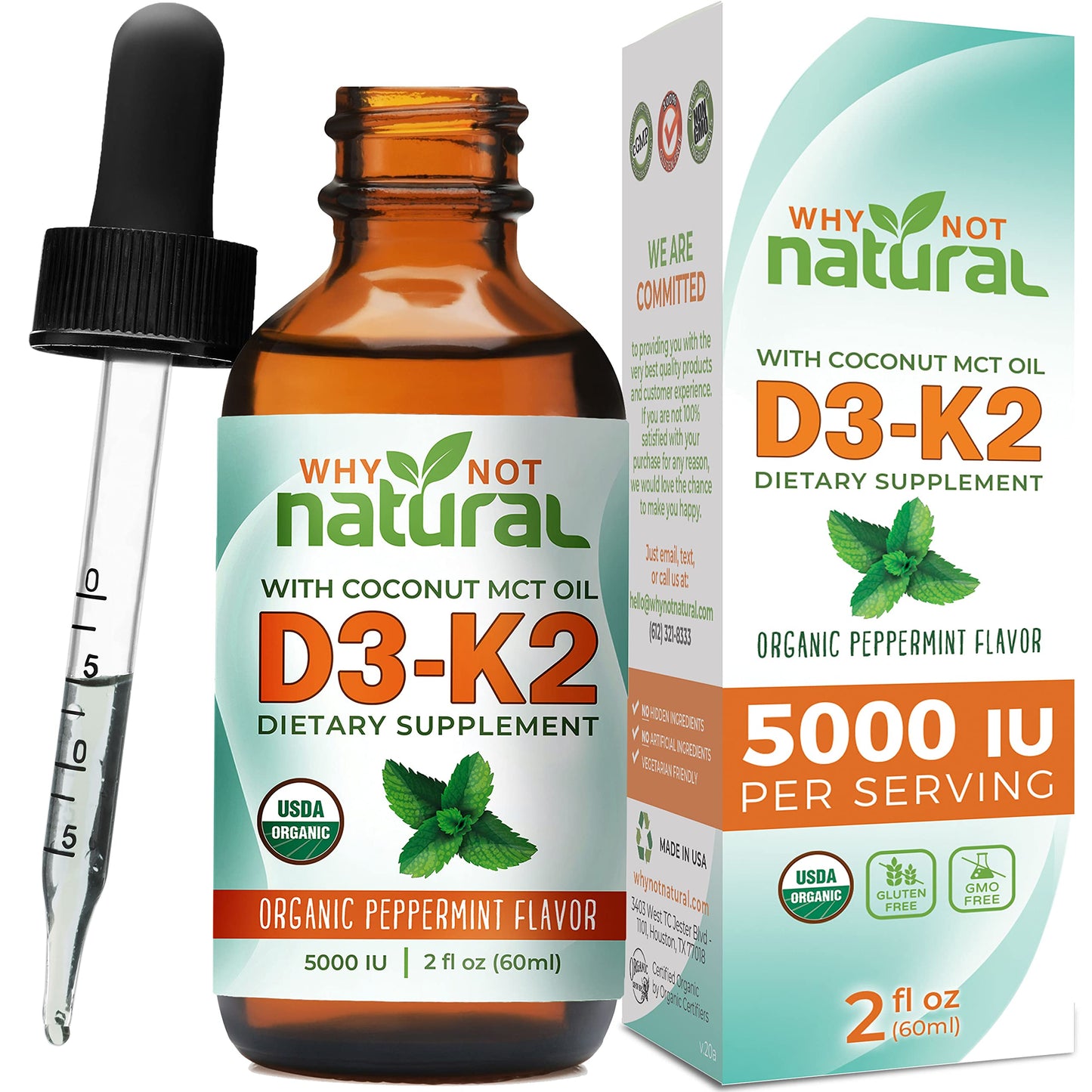 Frasco de gotas liquidas de vitamina C y D3 K2 para articulaciones
