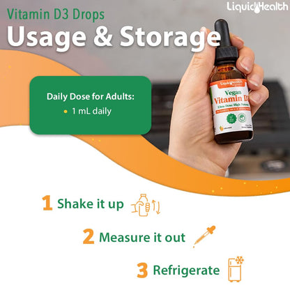 Gotas vitamina D3 5000 UI con sabor naranja orgánico LIQUIDHEALTH