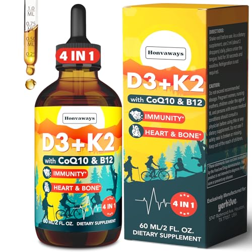 Botella de gotas líquidas vitamina D3 K2 4000 UI Honvaways
