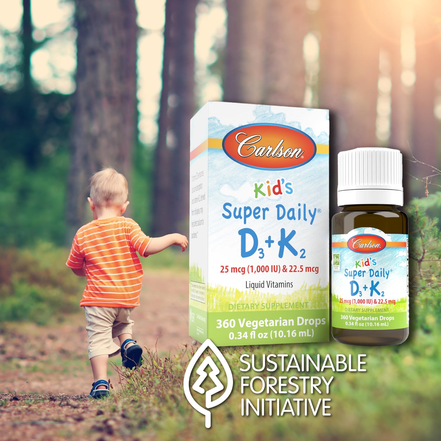 Gotas vitamina D3 K2 Carlson frasco blanco para niños