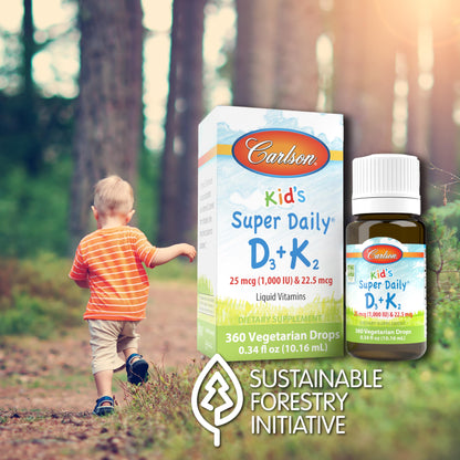 Gotas vitamina D3 K2 Carlson frasco blanco para niños