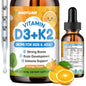Frasco de gotas líquidas vitamina D3 K2 para niños sabor naranja