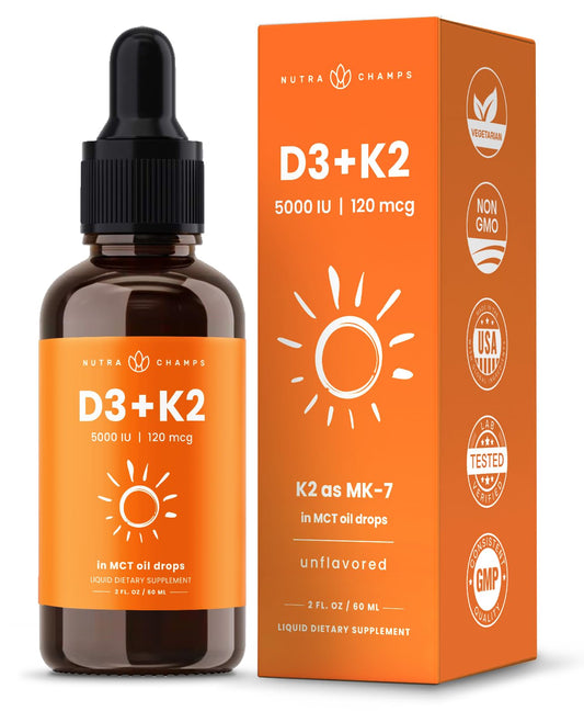 Gotas vitamina d3 k2 NutraChamps líquido 5000 ui para niños y adultos