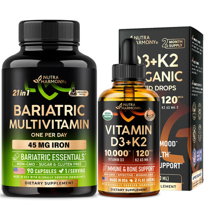 Gotas de vitamina D3 K2 orgánicas de Nutraharmony con multivitamínico