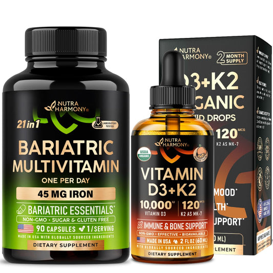 Gotas de vitamina D3 K2 orgánicas de Nutraharmony con multivitamínico